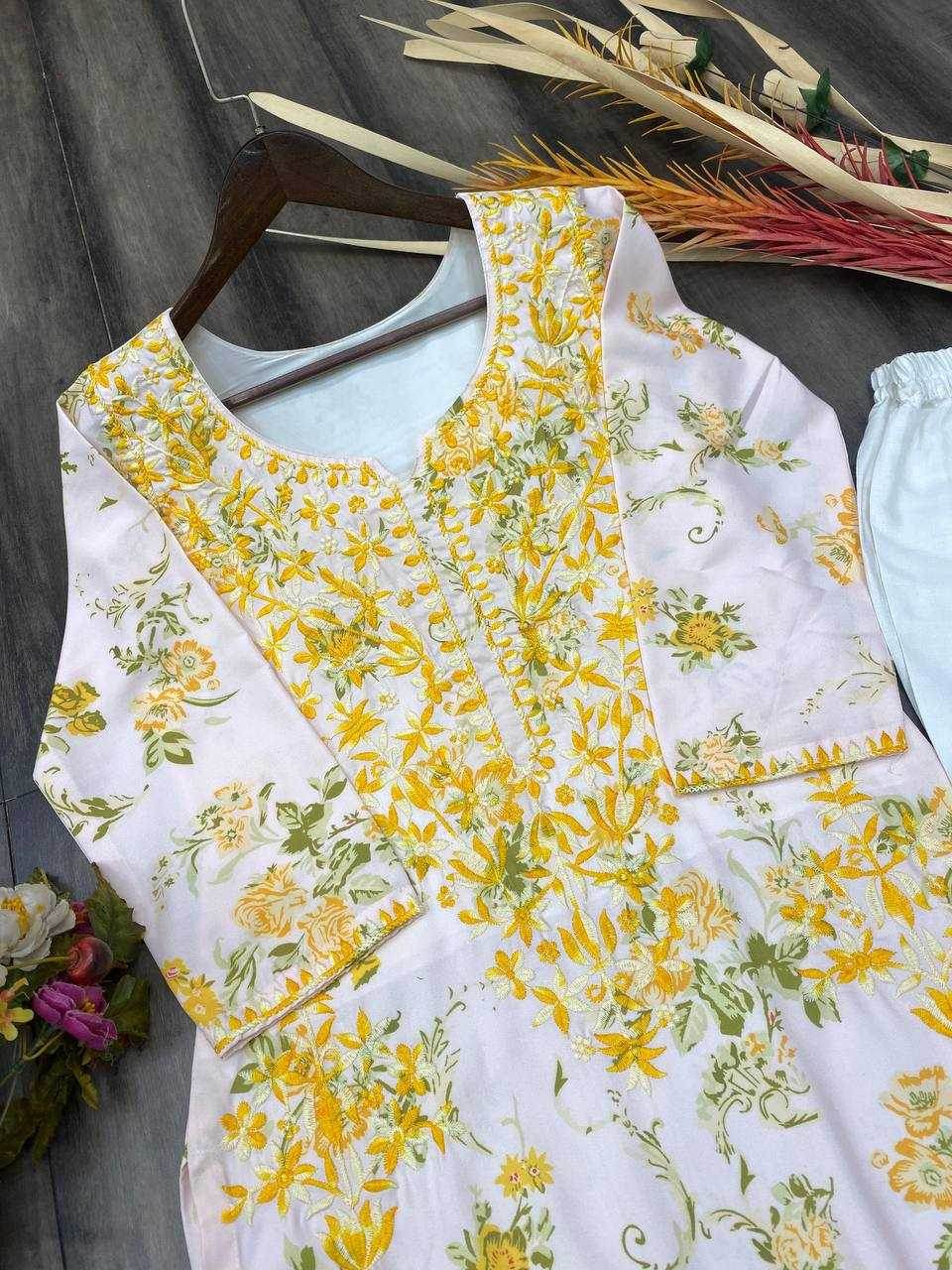 RAYON EMBROIDERED KURTIS WITH BOTTOM - MYLUXURY LANE ENTERPRISE